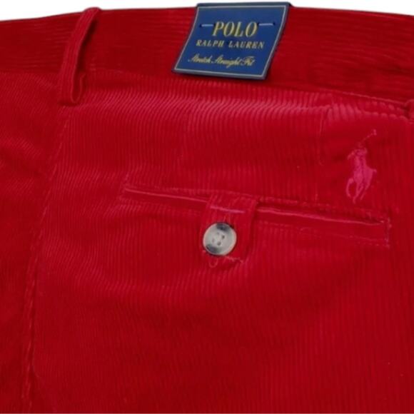 Polo Ralph Lauren Men's Stretch Straight Fit RED Corduroy Pants 38 x 32 NWT - Picture 10 of 15
